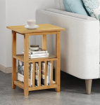 Hallowood Furniture ASTON Oak Look puidust ajakirja k&uuml;ljelaua kohvilaud 2 riiuliga ajakirja laud koos hoiuruumiga telefonilaud k&uuml;ljelaua elutuba