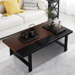 Couchtisch aus Holz im japanischen Stil mit multifunktionalem, madalem Esszimmer-Design, stabiler Rahmen aus Karbonstahl, gro&szlig;es Fassungsverm&ouml;gen, ideal f&uuml;r Wohnzimmer, Schlafzimmer, Erkerfenster,
