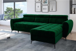 Bjorn Velvet L-kujuline nurgadiivan, pudelroheline, 252 x 101 x 175 cm, voodikastiga ja magamisfunktsiooniga diivan, nurgadiivan hoiuruumiga, reguleeritavad peatuged, kangas Monolith 37