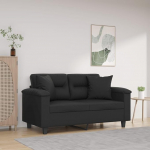 Homgoday 2-kohaline diivan dekoratiivsete padjadega Diivan Diivan Lounge Diivan Kaasaegne k&uuml;lalisdiivan Kahekohaline diivan L&otilde;&otilde;gastav diivan Leinavoodi Relax diivan istumisv&otilde;imalus M&ouml;&ouml;bel elutuppa magamistuppa Must 120 cm Faux