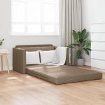 Futon diivan 2-in-1 Cappuccino 124 x 71 x 78 cm Kunstnahast moodne diivan V&auml;ike kangast diivan koos k&auml;etoega