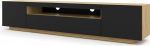 BIM Furniture TV Lowboard Cabinet, 200 cm, TV laud, Sideboard, TV kapp, HiFi-laud, Artisan Oak, mustad frondid, vabalt seisev kapp (Artisan Oak ilma sinise valgustuseta)