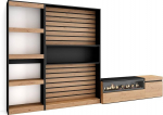 Skraut Home elutoa seinam&ouml;&ouml;blikomplekt elutoa m&ouml;&ouml;blikomplekt 320 x 186 x 35 cm Elektriline kamin m&otilde;&otilde;tmed Modernne stiil Tammepuust must
