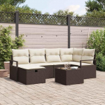 Modulares Gartensofa Poly-Rattan Set 4-TLG Braun Creme Sofaset mit Kissen Gartenm&ouml;bel Set mit Stauraum Outdoor Sofa