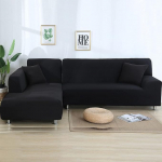 Veekindlad diivanikatted L kuju diivanikate Stretch 2 tk L kuju komplekt elutuba libisemisvastane m&ouml;&ouml;bli kaitsja lastele lemmikloomadele kassidele 2 istekohaga + 3 istekohaga (must)