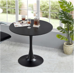 Moodne &uuml;mmargune valge lauaplaat Simple Leisure Dining Table P&otilde;hjamaine kohvilaud Milk Tea Negotiating Table Tulip Balcony Small Round Table and Chairs (suurus: 70 cm, v&auml;rv: must)