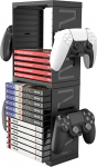 M&auml;ngude hoiutorn koos 4 kontrolleri stendiga, videom&auml;ngude hoiustamiskast 24 CD jaoks PS5/PS4/PS3/Xbox S & X seeria X/Xbox One m&auml;ngude jaoks