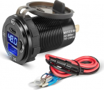 RED WOLF 48 W USB C PD pistikupesa 12 Volt autolaadija sigaretis&uuml;&uuml;taja koos l&uuml;litiga, QC 3.0 & USB Type C paigalduspesa LED voltmeetriga autole, matkaautole, mootorratta, paadile, veoautole, haagissuvilale, 10V-60V.