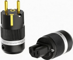 Monosaudio Paar HiFi Schuko pistikut + IEC C15 &uuml;hendus pistikupesa High End IEC pistik 16A 250V Audiophile Power Plug Coupling Gold-Plated E100G/F100G