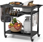 COSTWAY Grillimisvanker V&auml;lispitzalaud 4 riiuliga ja 4 rattaga ja konksudega, grillilaua serviisik&auml;ru aiak&auml;ru v&auml;litingimustes kasutamiseks, 85 x 50,5 x 93 cm (4 riiulit)