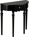 Halbmond Console Table mit Schublade, Konsolentisch Holz mit Hohen Tischbeinen f&uuml;r Flur und Wohnzimmer(Black,120x28x91cm/47x11x36in)