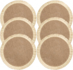6 St&uuml;ck Rundes Tischset aus Nat&uuml;rlichem Hitzebest&auml;ndigem Jutegewebe mit Fransen Dekorative Platzsets im L&auml;ndlichen Stil f&uuml;r K&uuml;che Esszimmer und Restaurant 6 St&uuml;ck Rundes Tischset aus Nat&uuml;rlichem Hitzebest&auml;ndigem Jutegewebe mit Fransen Dekorative Plat ...