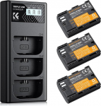 K&F CONCEPT LP-E6NH aku, 2250 mAh (3 tk) ja 3 pesaga akukomplekt, &uuml;hildub Canon EOS R7 R5 EOS R6 EOS R 5D II III IV 6D 6D II 7D 7D 7D II 60D 70D 80D 90D