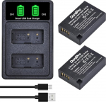 DuraPro 2 x 1040 mAh LP-E17 Battery + LED Built-in USB Dual Charger with Type C Port for Canon EOS M3, M5, M6, Rebel SL2, T6i, T6s, T7i, EOS 200D 250D 750D, 760D, 800D, 8000D, KISS X8i, RP Cameras