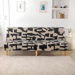 Sofabezug Ohne Armlehnen rutschfest 3/2 Sitzer Stretch Futon Sofabett&uuml;berzug Ohne Armlehne Polyester Spandex Faltbar Sofabezug Futon-Sofa-Sitzbez&uuml;ge F&uuml;r klappbares Schlafsofa (190-220cm,H)