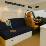 Stretch Bez&uuml;ge f&uuml;r Wohnwagenpolster Wasserdicht rutschfest Sofa Sitzkissenbezug mit 2 Elastischen Gurten Schonbezug f&uuml;r Camper Wohnmobil Caravan Sitzbank (Schwarz,L190-220cm W 65-95cm)