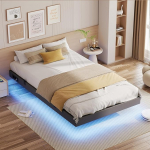 IRONCK Voodi 120 x 200 cm LED-valgustuse ja laadimisjaamaga, Voodiraam 120 x 200 cm koos panipaigaga, Ujuv voodiraam, Voodiraam 120 x 200 cm, Noorte voodi, Metallist voodi lamelliraamiga, &uuml;heinimesevoodi, Hall