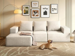 YITAHOME modulaarne nurgadiivan magamisfunktsiooniga, kondita 3-kohaline diivan koos Ottomani, L-kujuline diivan 247 x 155 x 57 cm, Corduroy diivanvoodi, diivanisektsiooniga diivanid, ei vaja kokkupanekut, beeži v&auml;rvi
