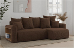 MEBLINI Schlafcouch mit Bettkasten - 238x142x73cm - Dunkelbraun Cordstoff - Solaris - Kleines Ecksofa mit Schlaffunktion - Sofa mit Relaxfunktion und Kissen - Kleine Couch L-Form - Eckcouch