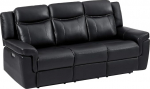 Vente-unique - Recliner Diivan 3 Kenneth - Nahk - Must