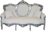 Casa-Padrino Baroque 3-kohaline lounge king valge nahk v&auml;limus/h&otilde;bedane - elutoa diivan m&ouml;&ouml;bel Lounge
