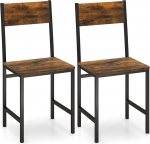 COSTWAY 2 s&ouml;&ouml;gitooli komplekt, t&ouml;&ouml;stuslikud k&ouml;&ouml;gitoolid metallraamiga ja seljatoega, kuni 150 kg, toolid k&ouml;&ouml;ki, s&ouml;&ouml;gituppa, elutuppa, vintage pruun+mustad