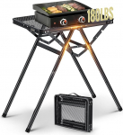 Anbte telkimislaud Grill-laud 60 x 40 cm metallist v&otilde;rklaud X-raami disain 2 reguleeritava k&otilde;rgusega 24,5 cm / 71 cm kandev&otilde;ime kuni 80 kg Kaasaskantav kokkupandav laud piknikuks aia rannas (must)