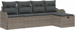 Rantry 5-teiliges Garten Sofa Set mit Kissen Grau Poly Rattan, 2-Sitzer Garten Sofa mit Kissen Grau Poly Rattan Gartenlounge Model3358958