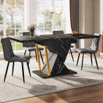 Merax s&ouml;&ouml;gilaud pikendatav 110-140 cm, k&ouml;&ouml;gilaud, s&ouml;&ouml;gitoa laud, ristk&uuml;likukujuline lauaplaat 4-6 inimesele, teleskooplaud s&ouml;&ouml;gituppa, k&ouml;&ouml;ki, MDF materjal, t&auml;iendavad metalljalad, marmorne v&auml;limus