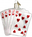 Vana Maailma J&otilde;ulud Royal Flush Cards Klaasornament # 44035