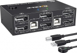 KVM Switch 2 PC 2 monitori Display Port Dual Monitor KVM Switch Display Port 2 PC osadele 4 USB seadet Klaviatuur, hiir, 4K @ 144Hz, juhtmega kaugjuhtimispuldiga