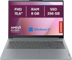 Lenovo IdeaPad Slim 3 s&uuml;learvuti 15,6-tolline FHD (1920 x 1080), AMD Ryzen 3 7320U, RAM 8GB, 256GB SSD M.2, integreeritud graafika AMD Radeon 610M, WiFi 6, Windows 11 - Arctic Grey