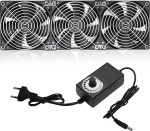 Hoypeyfiy 3 vaiksete 120 mm PC ventilaatorite pakett, 12 V/220 V, kiiruse reguleerimine, universaalne arvutitele, serveritele, AV-kappidele ja ruuteritele.