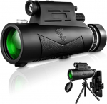 Billion Duo HD High Power FMC BAK4 Monocular Telescope for Adults 12x50mm Monocular Waterproof Telescope with Smartphone Adapter & Tripod & Flashlight for Bird Watching Camping Travel