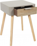 HOME DECO FACTORY Nachttisch mit 1 Schublade, Holz, Taupe, Schwarz, 34.8x48x37cm