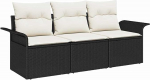Rantry 3-teiliges Garten-Sofa-Set mit Kissen Schwarz Poly-Rattan Gartenlounge Model3345217