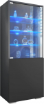 Vladon Granada vitriinkapp, Made in Germany, vitriinkapp klaasukse ja klaasist sisendiga koos LED-iga, antratsiitmatt/must matt (50 x 122,5 x 34,5 cm)
