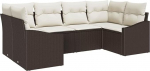 Rantry 6-teiliges Garten Sofa Set mit Kissen Braun Poly Rattan Gartenlounge Model3346858