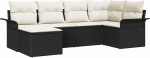 Rantry 6-teiliges Garten Sofa Set mit Kissen Schwarz Poly-Rattan Gartenlounge Model3345427
