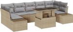 8-teiliges Garten-Sofaset mit Kissen Beige Poly-Rattan Gartenlounge Model3349136