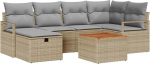 7-teiliges Garten Sofa Set mit Kissen Beige Poly Rattan Gartenlounge Model3360871
