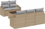 Rantry 6-teiliges Garten-Sofaset mit Kissen Beige Poly Rattan Gartenlounge Model3346600