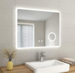 EMKE LED Bathroom Vanity Mirror, Slim Bathroom Mirror with Shaver Socket, Bluetooth Speaker, LED Lights, 3X Magnification, Touch Switch, Demister Pad, 900 x 700 x 35mm