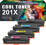 Cool Toner Compatible with HP 201X 201A M277dw Color Laserjet Pro MFP CF400X CF400A CF401X CF402X CF403X M252dw M277n M277 277dw M274n (Black Cyan Yellow Magenta, 4-Pack)