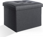 Docvania Small Ottoman Footrest Stool Short Ottoman Footstool Foldable Footrest Faux Leather Folding Storage Thick Foam Rectangle Collapsible 43x33x33