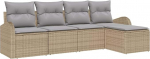 5-teiliges Garten-Sofaset mit Kissen Beige Poly-Rattan Gartenlounge Model3346000