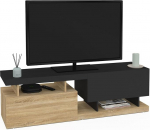 IDMarket - Telerialus 140cm Angello 2 uksega puiduefektiga must