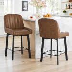 BonVache baaritoolid 2-st komplektist, 360&deg; p&ouml;&ouml;ratavad baaritoolid, tugev metallraam, kunstnahk, reguleeritavad jalad, k&ouml;&ouml;gitool koos seljatoega k&ouml;&ouml;gisaarele, baarileti ja kodubaarile, pruun klassikaline toon