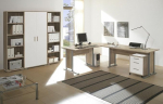 moebel-dich-auf Office Line Complete Set of 7 Office Furniture in Sonoma Oak / White Gloss