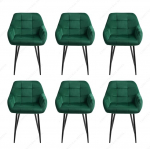 JINPALAY Komplekt 6 s&ouml;&ouml;gitoa toolist koos k&auml;etugedega Sametist rohelised k&ouml;&ouml;gitoolid Komplekt 6 polsterdatud toolist Disain Moodne elutoa toolid seljatoega